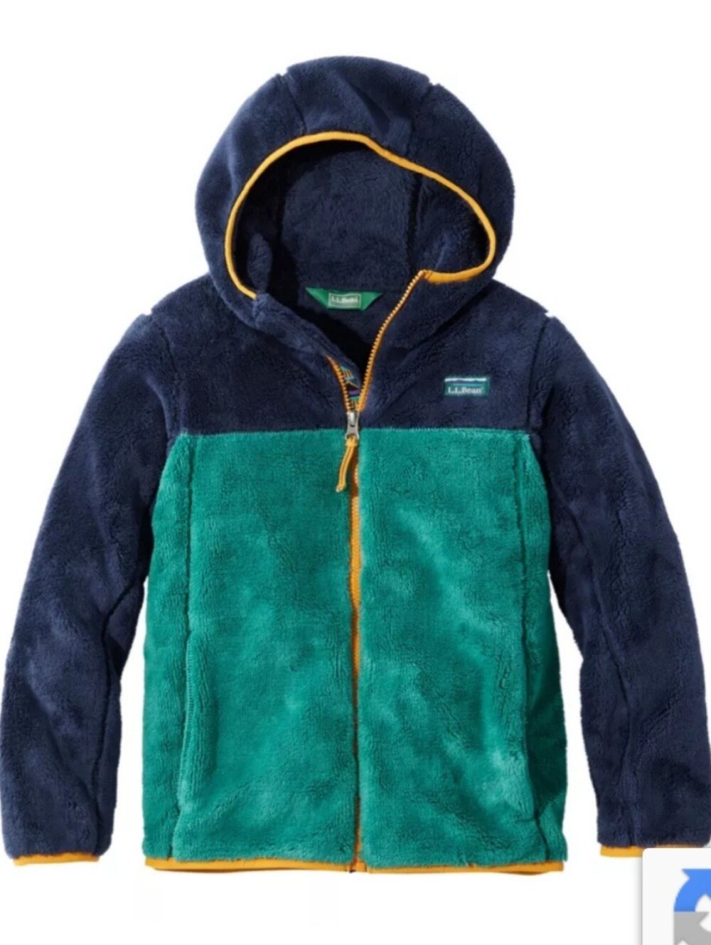 L.L. Bean Kids Hi-Pile color patchwork soft fluffy Fleece Hooded zip up Jacket